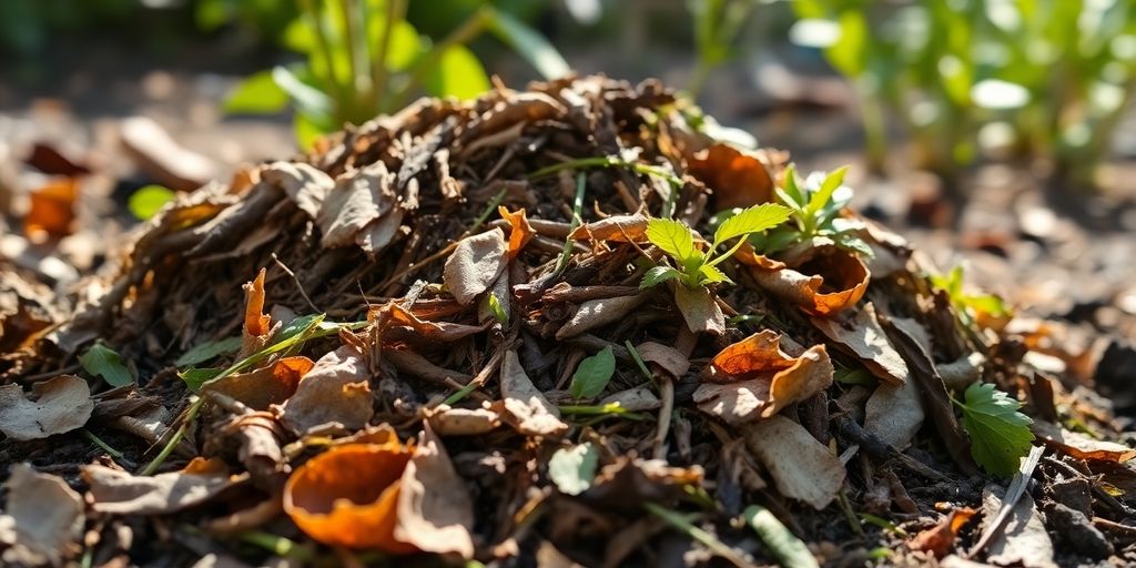 Kleiner Komposthaufen mit organischen Materialien