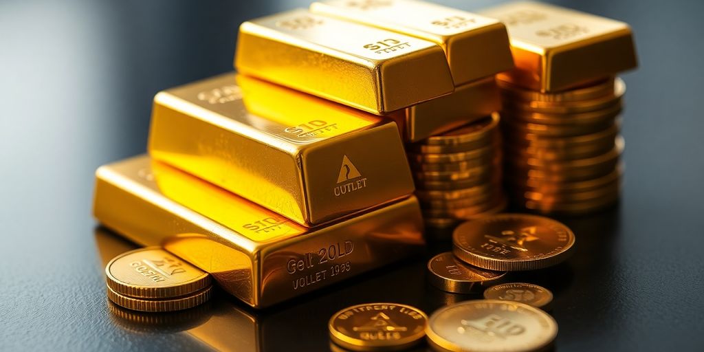Lingots et pièces d'or empilés