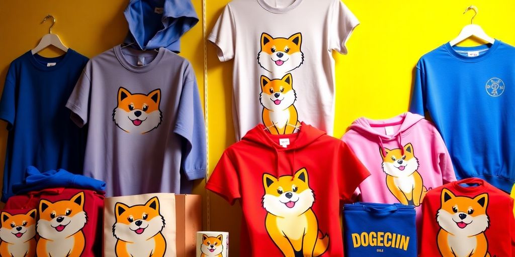 Colorful DOGE apparel and merch for dogecoin fans.