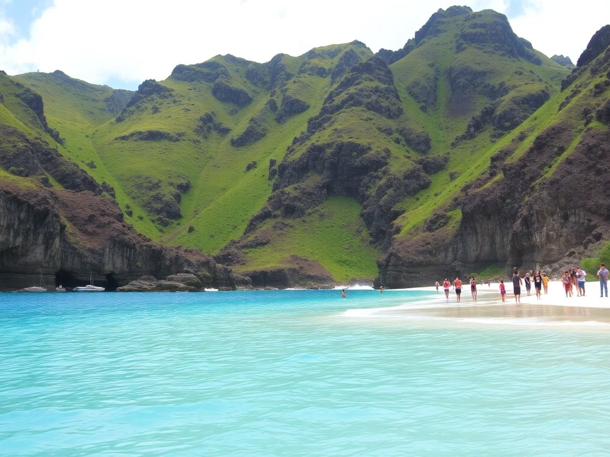 Tourists enjoying the scenic beauty of Komodo Island.