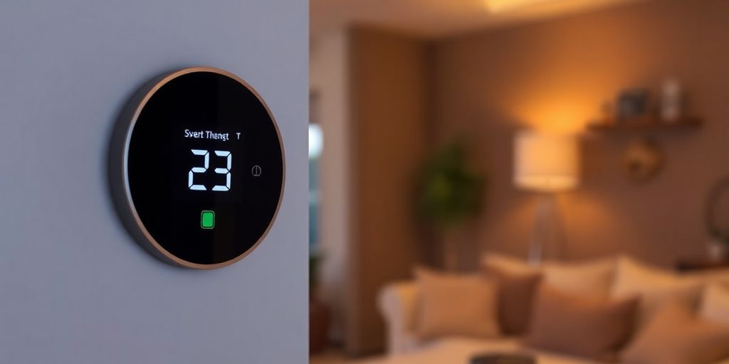 Pannello di termoregolazione moderno in un ambiente domestico.