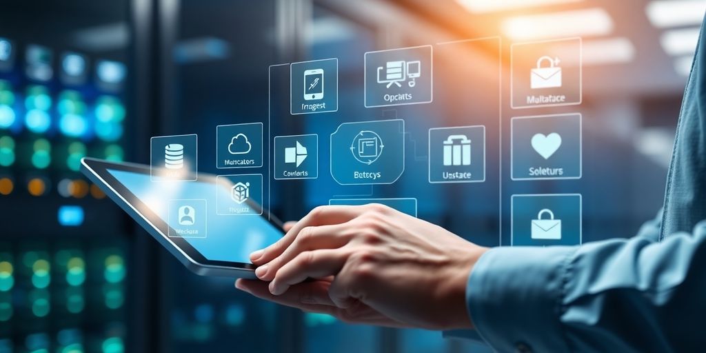 IT admin managing applications on tablet.