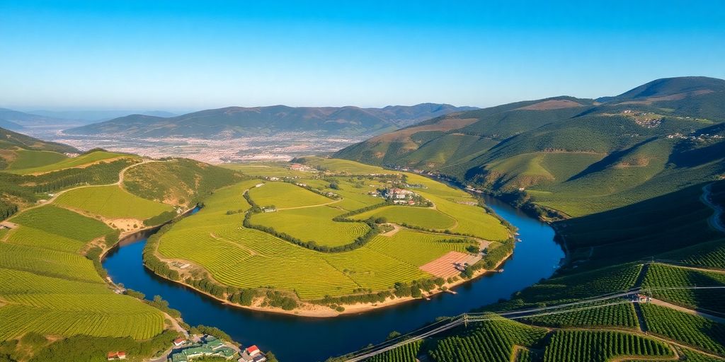 Vignobles en terrasse dans la vallée du Douro.