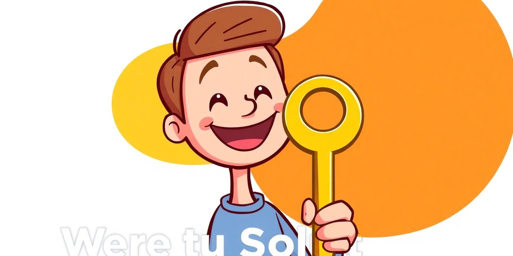 Cartoon person holding a key.