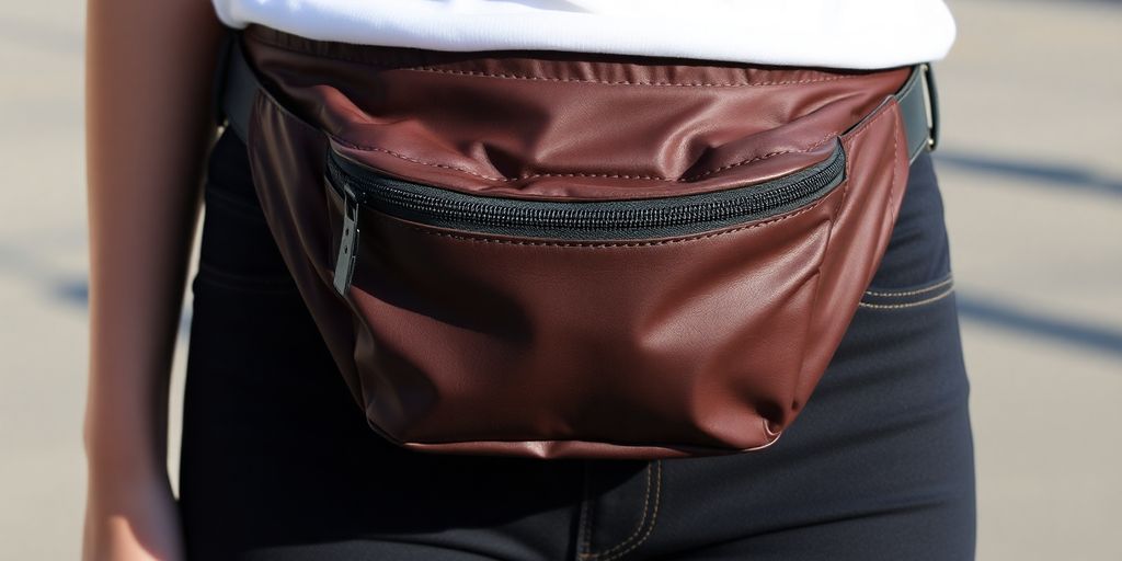 Sac banane porté autour de la taille.