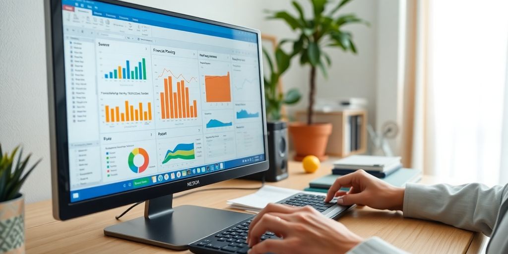 Person using financial planning software on a computer.