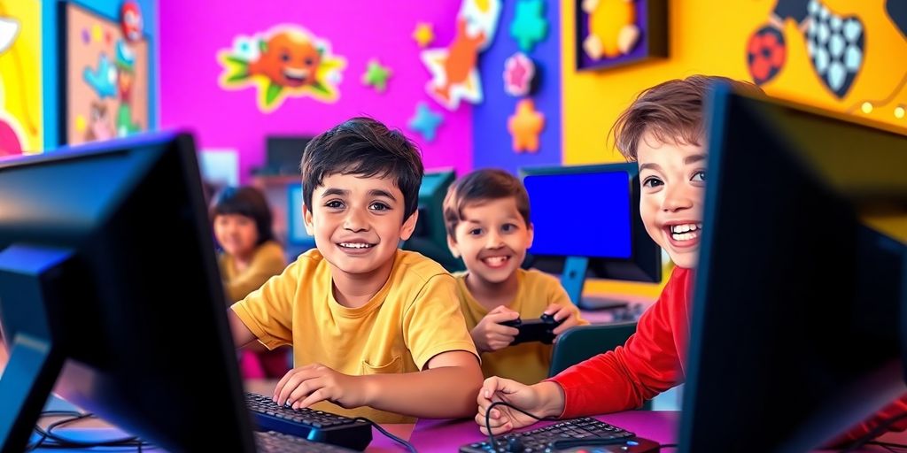 Kids playing unblocked games on computers.
