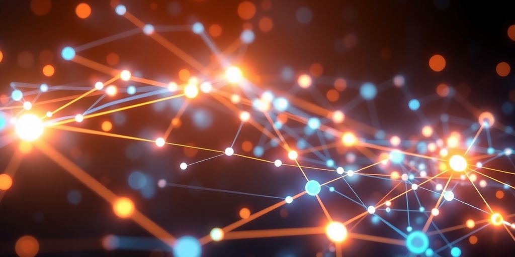 Abstract neural network with glowing connections.