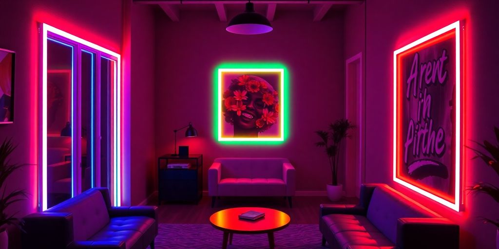 RGB neon traka u različitim bojama u sobi