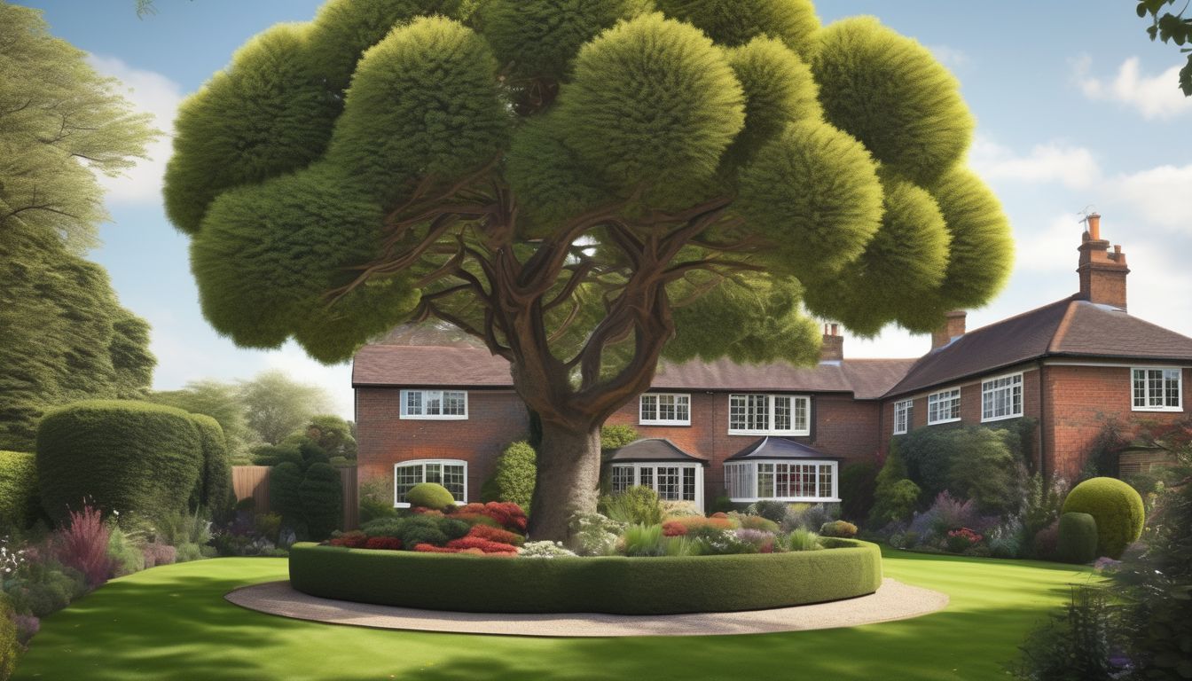 pruning ornamental trees and shrubs in a British garden
