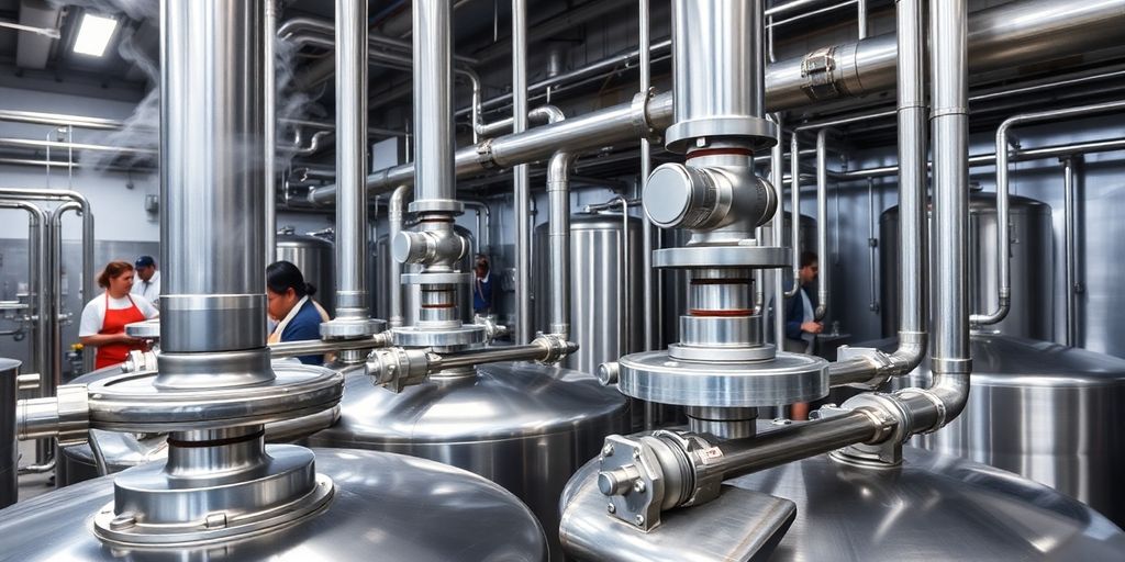 Steam water boilers in a food processing facility.