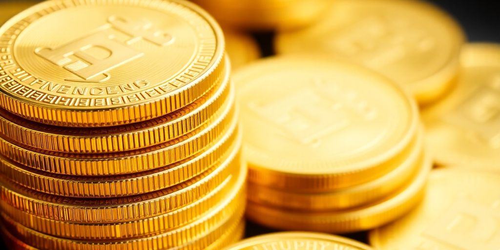Des pièces d'or empilées avec des détails exquis.