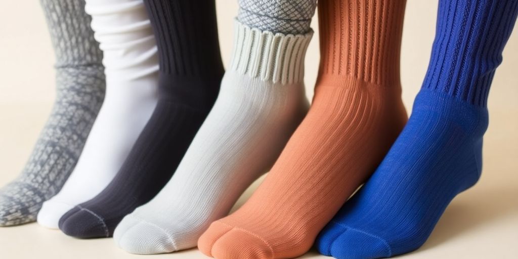 Colorful socks arranged for swollen feet and ankles.