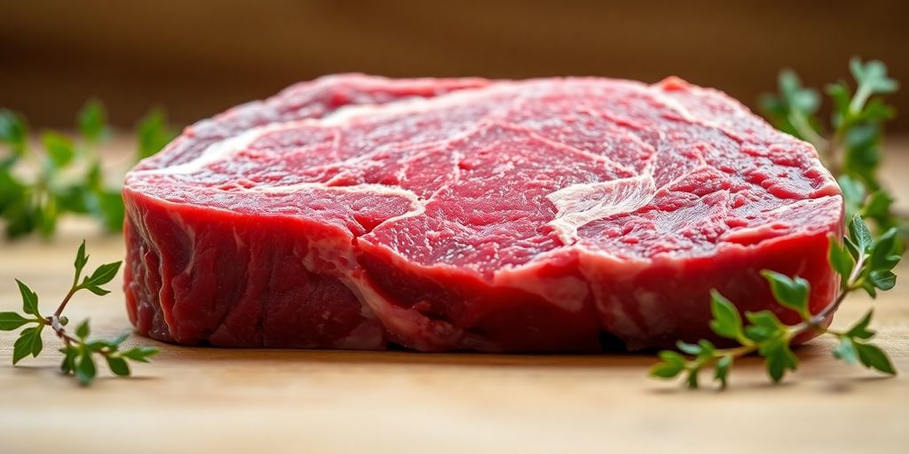 Juicy grass-fed beef steak.