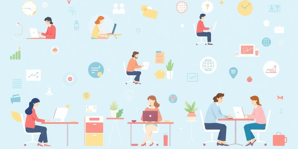 Person happily working remotely in a bright, modern home office.