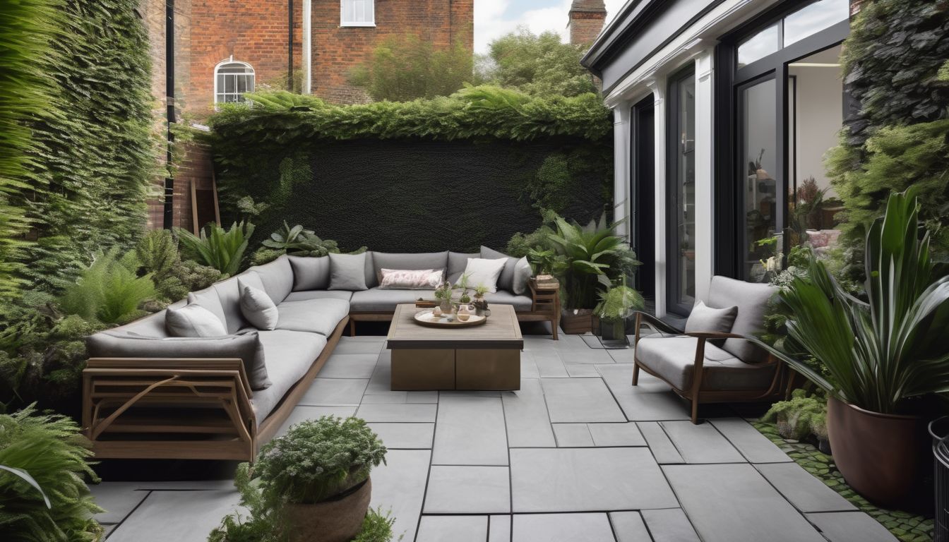 London backyard patio with plants and furniture