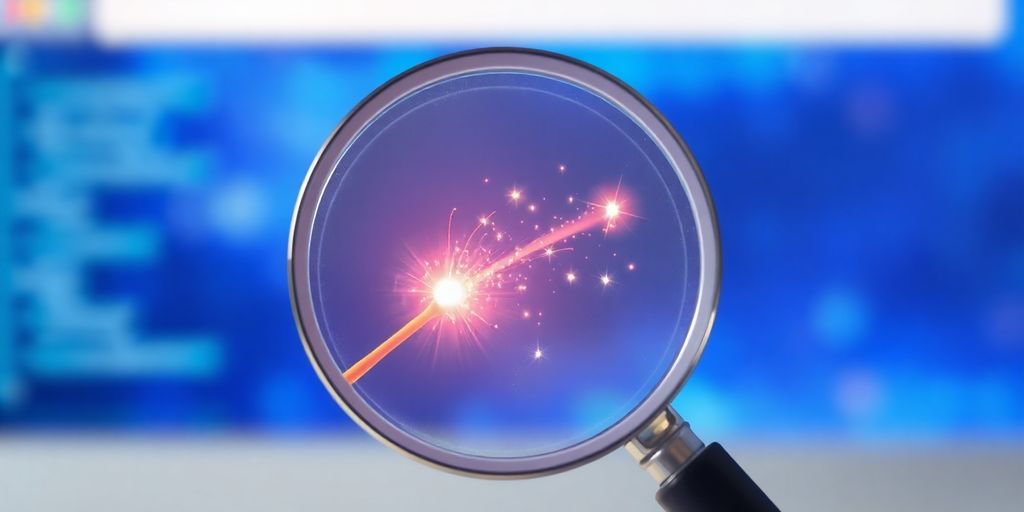 Projecteur de moteur de recherche avec icône de baguette magique.