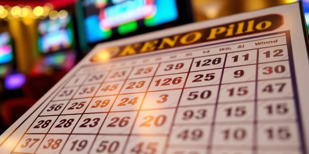 Keno game with winning numbers.