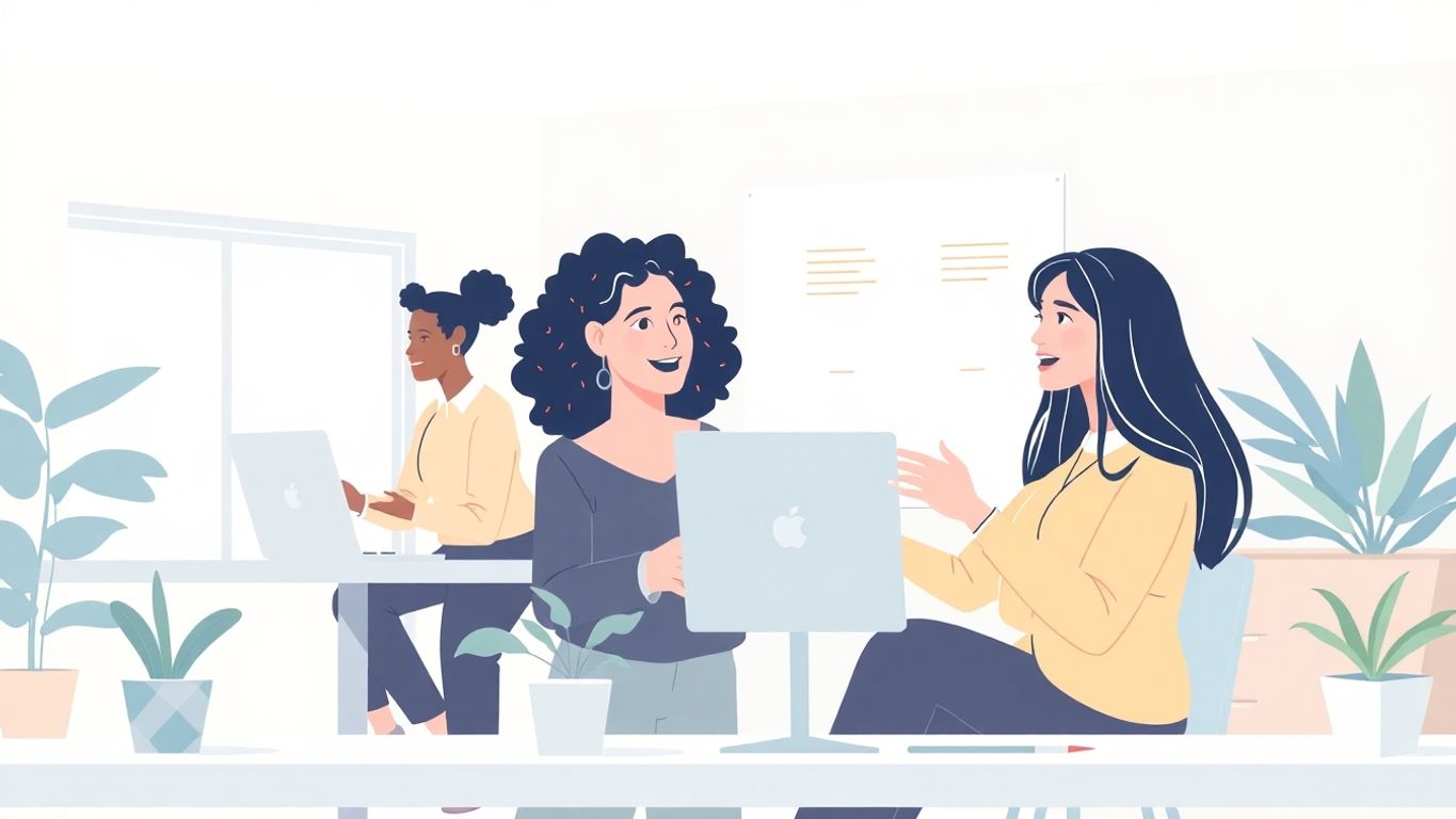 Engasjerte medarbeidere i et lyst kontormiljø.