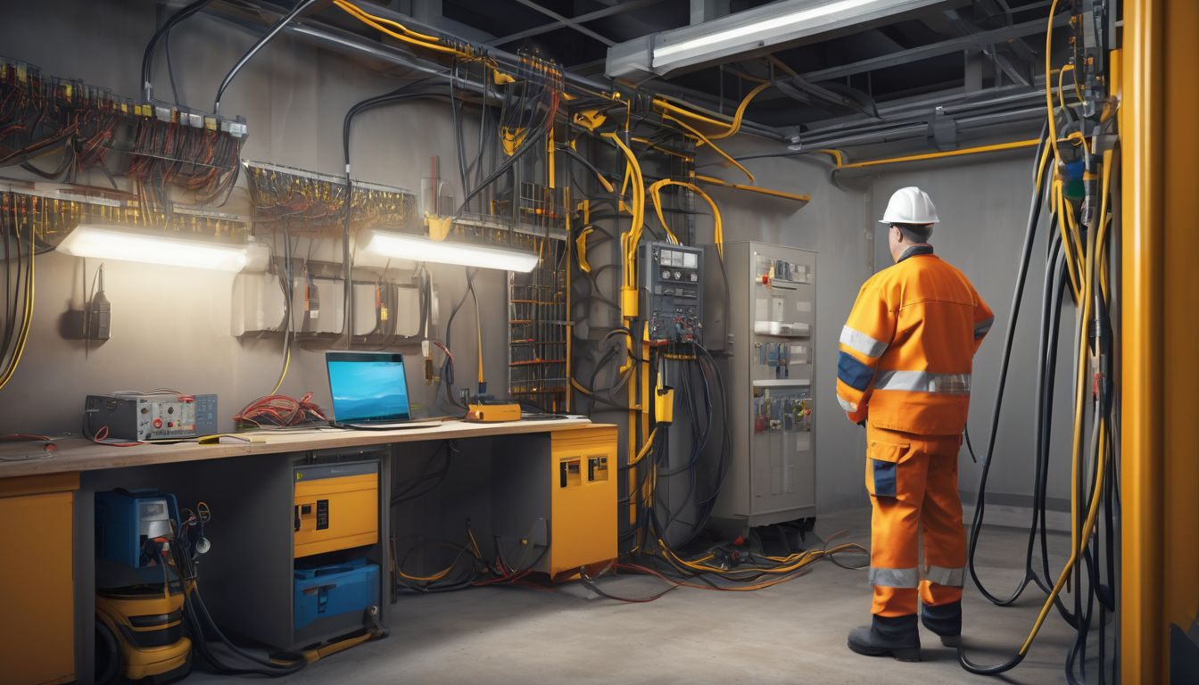 electrician working safely in an industrial workplace