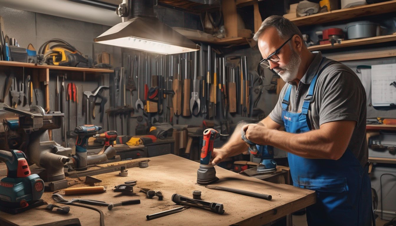 experienced DIYer using advanced tools in a well-equipped workshop