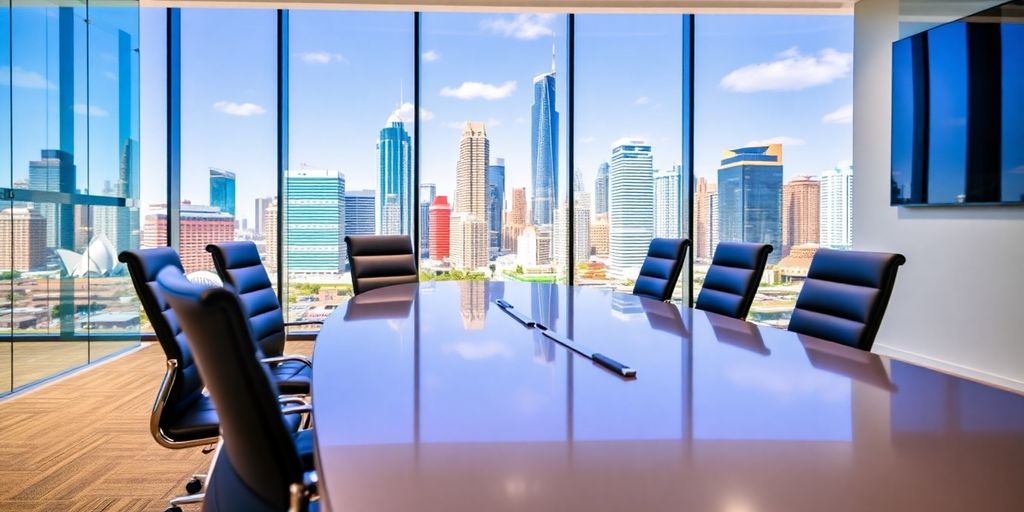Modern conference room setting for business assessments in Australia.