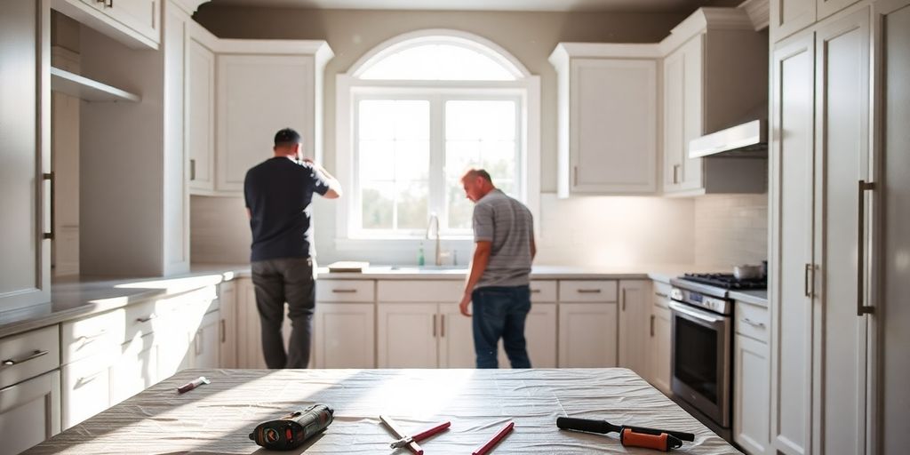 Roswell home interior, construction tools, detailed renovation work