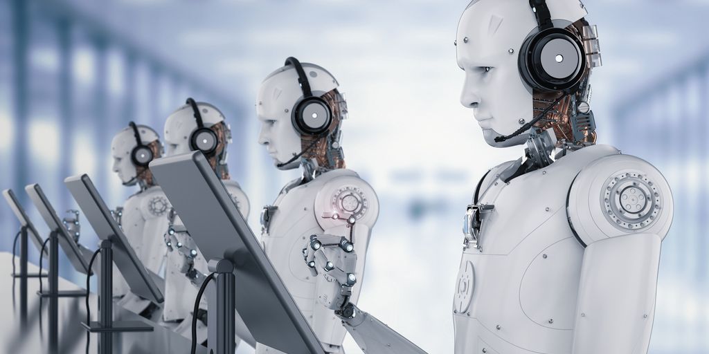 futuristic technology concept with robots and humans interacting, ethical AI, regulation and compliance in technology, modern cityscape