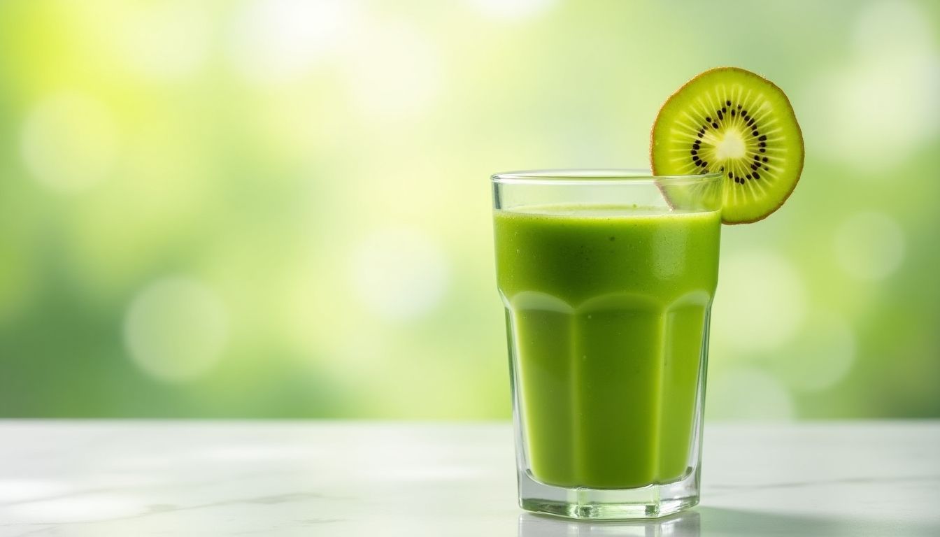 A refreshing Kiwi Lime Smoothie in a glass.