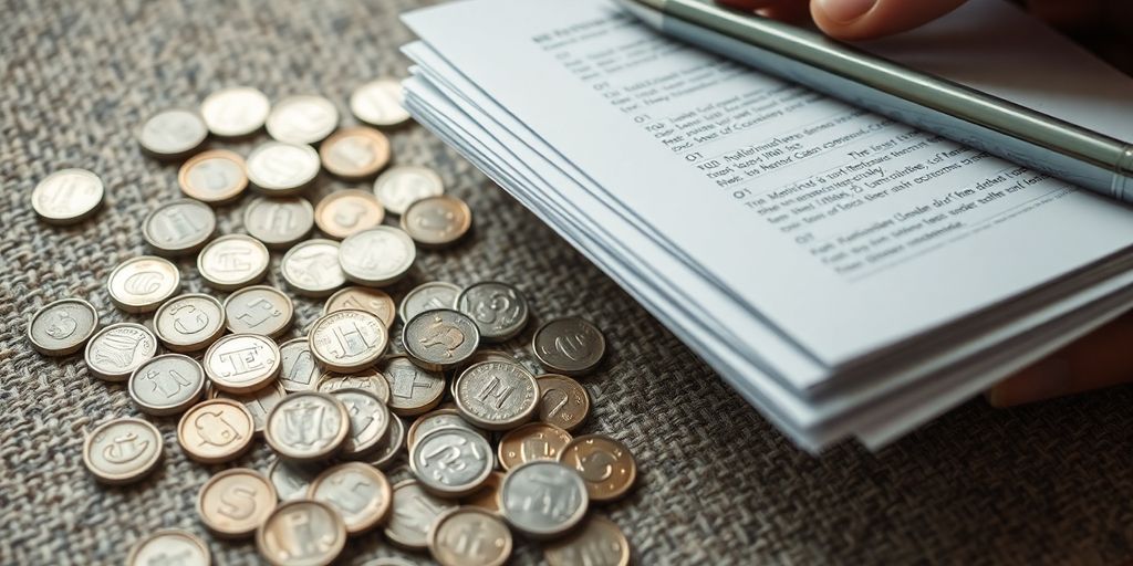 Pièces d'argent et documents fiscaux