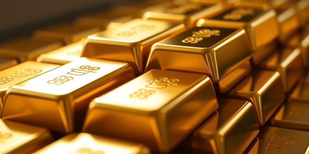 Lingots d'or brillants empilés, évoquant la richesse.