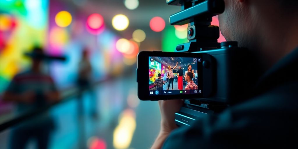 A person filming a vibrant, dynamic Instagram Reel.