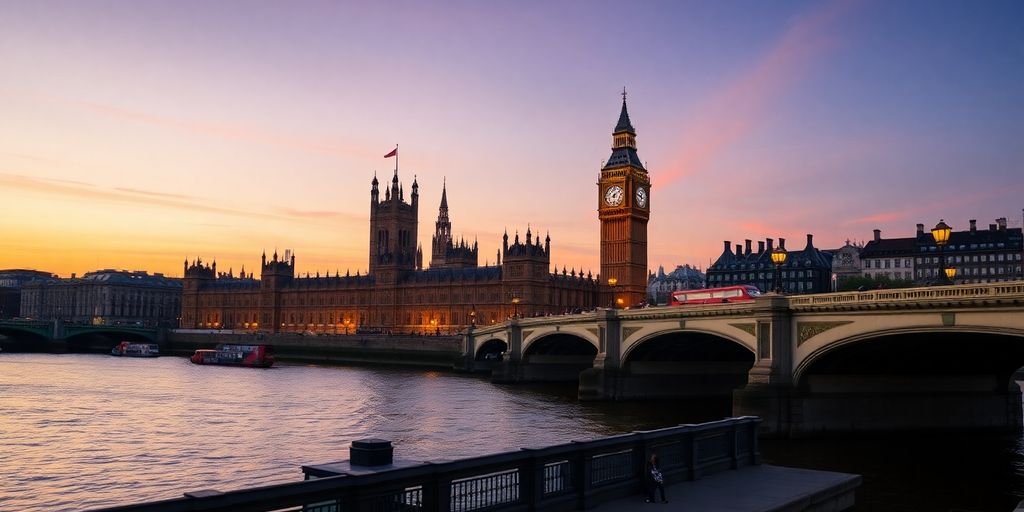 London cityscape with historical buildings.