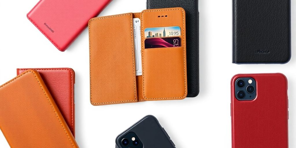 iPhone 16 Pro wallet case with cards visible.