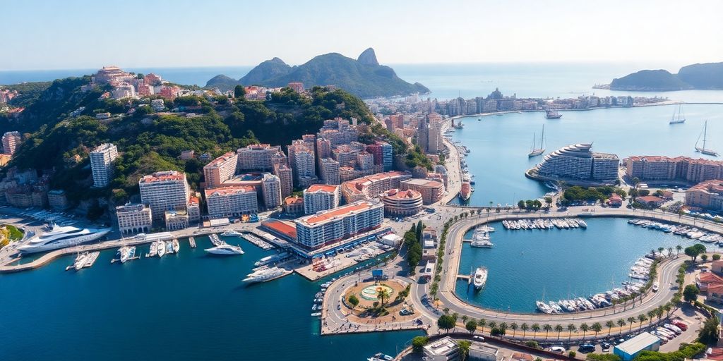 Vue aérienne de Monaco pendant le Grand Prix.