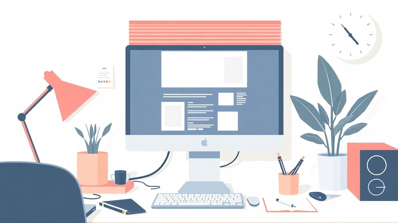 Moderne illustrasjon av en liten bedrift med datamaskin.