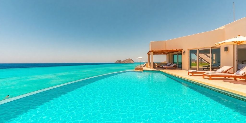 Luxury Cabo villa with infinity pool overlooking ocean.