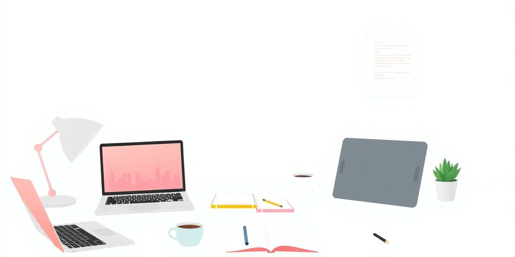 Illustrasjon av en moderne arbeidsplass for bedrifter.