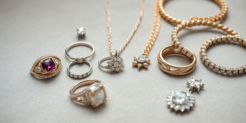 Bijoux variés sur un fond en velours.