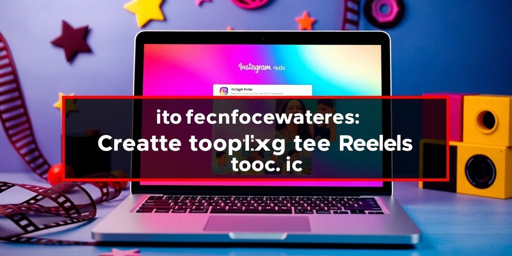 Computador com interface do Instagram Reels em foco.