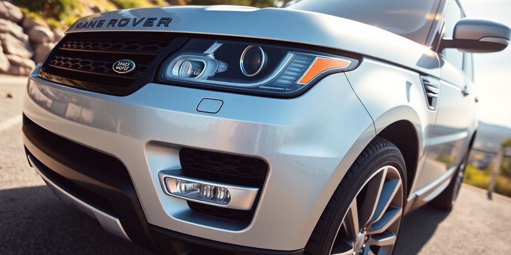 A luxurious silver Range Rover Sport parked outdoors.