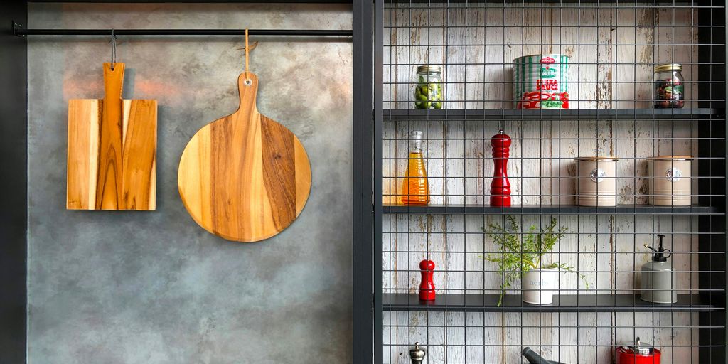 two hanging brown wooden boards \