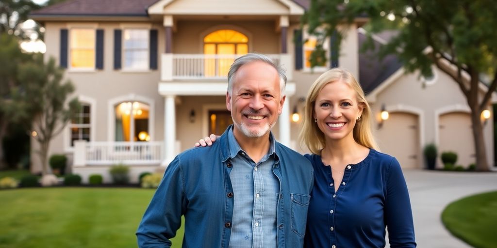 Happy couple inspecting a newly built custom home.