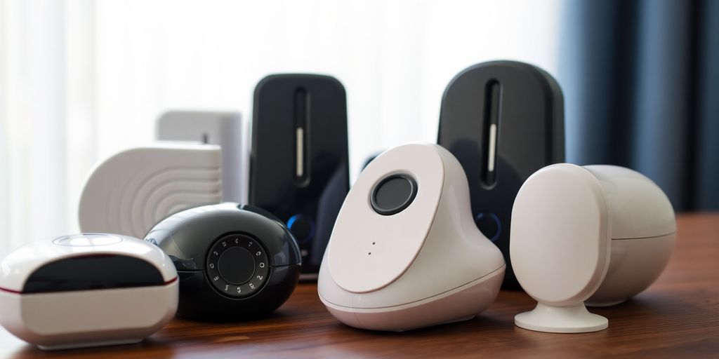 Ultrasone muizenbestrijdingsapparaten op een tafel.