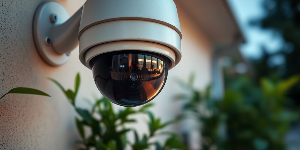CCTV camera monitoring an outdoor area.