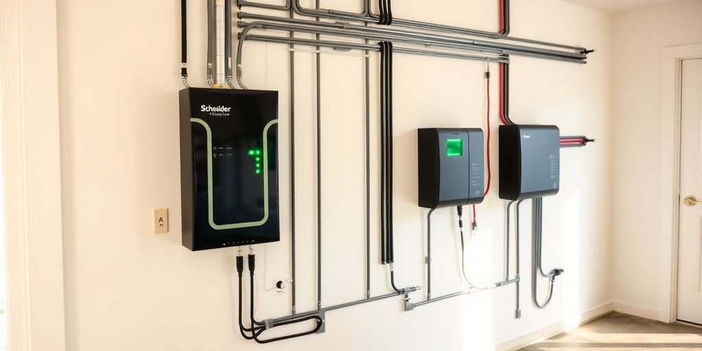 Panou electric modern Schneider Electric Wiser Energy cu LED-uri verzi