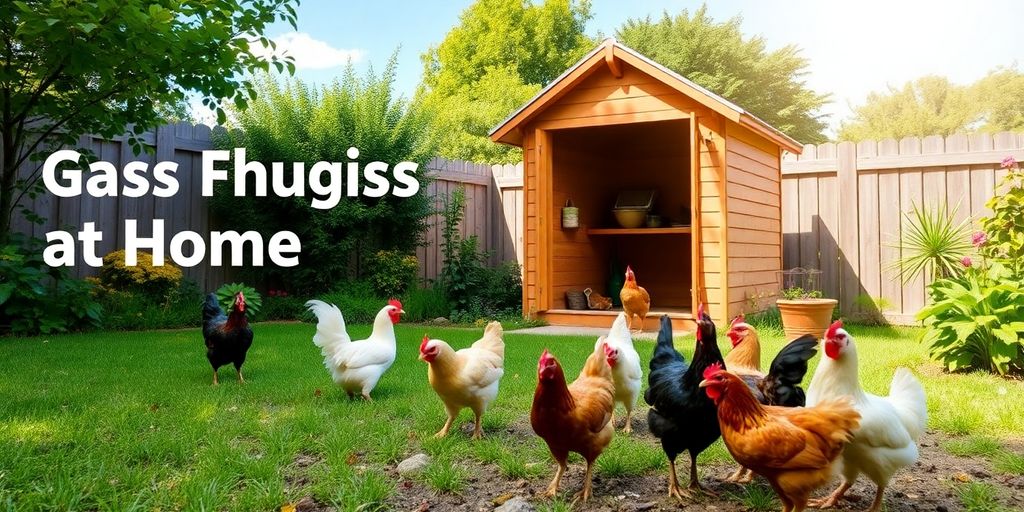 A colorful chicken coop with chickens in a sunny yard.