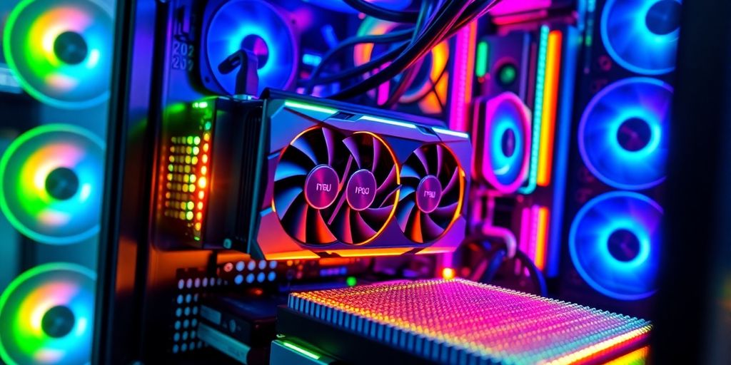 Best Crypto Miner for Beginners in 2025 3 Modern computer mining rig with vibrant LED lights.