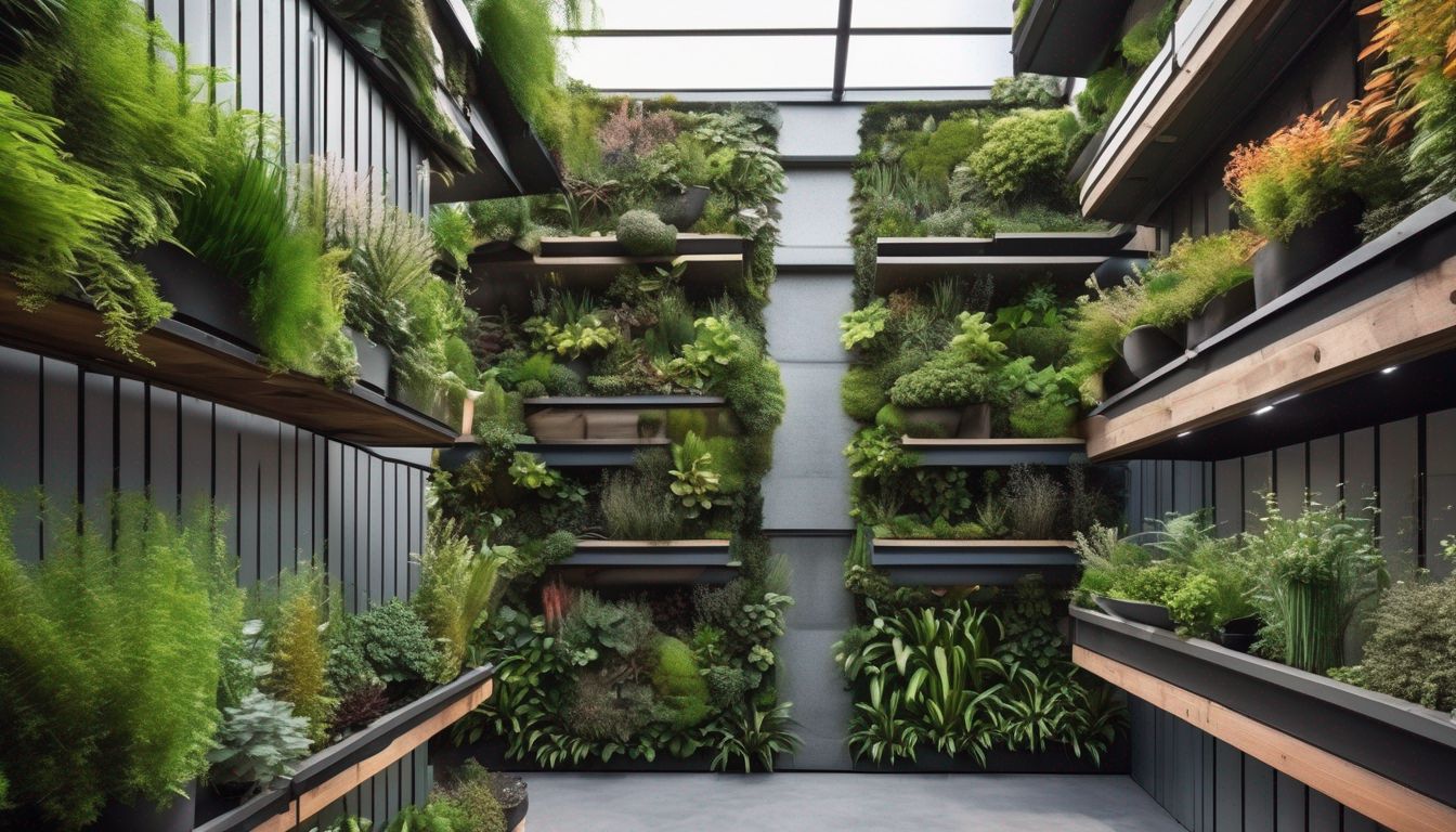 vertical garden with innovative materials in a small urban space