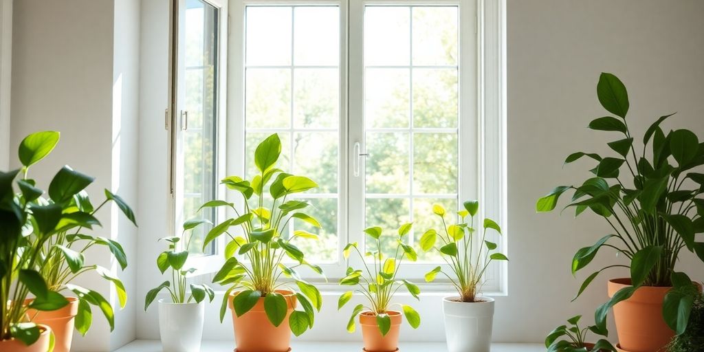 Clean, mold-free home with sunlight and green plants.